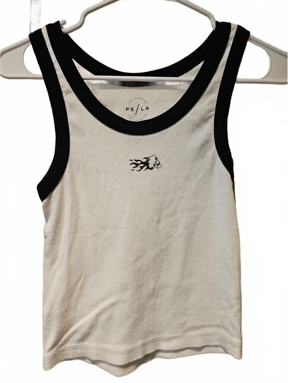 Pacsun Racerback Cropped Tank Top With Skull Flame Print Size Small 100% Cotton